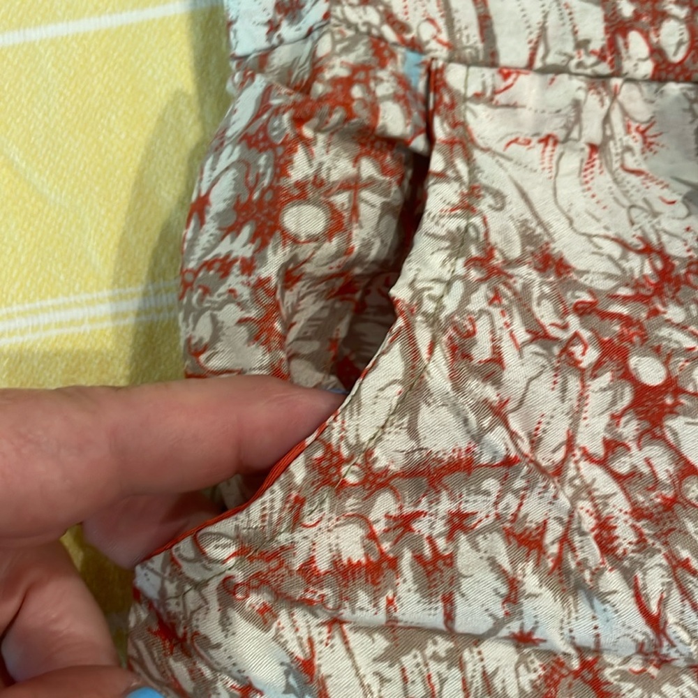High Waist Orange and White Shorts with Artistic Print - Picture 2 of 5